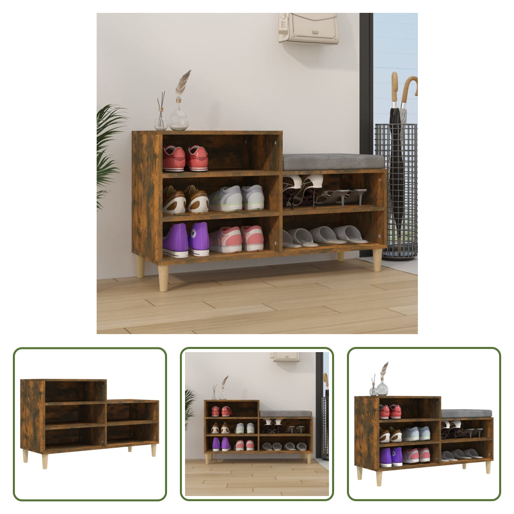 The Living Store Stojak na buty dąb wędzony 102x36x60 cm Materiał drewnopochodny