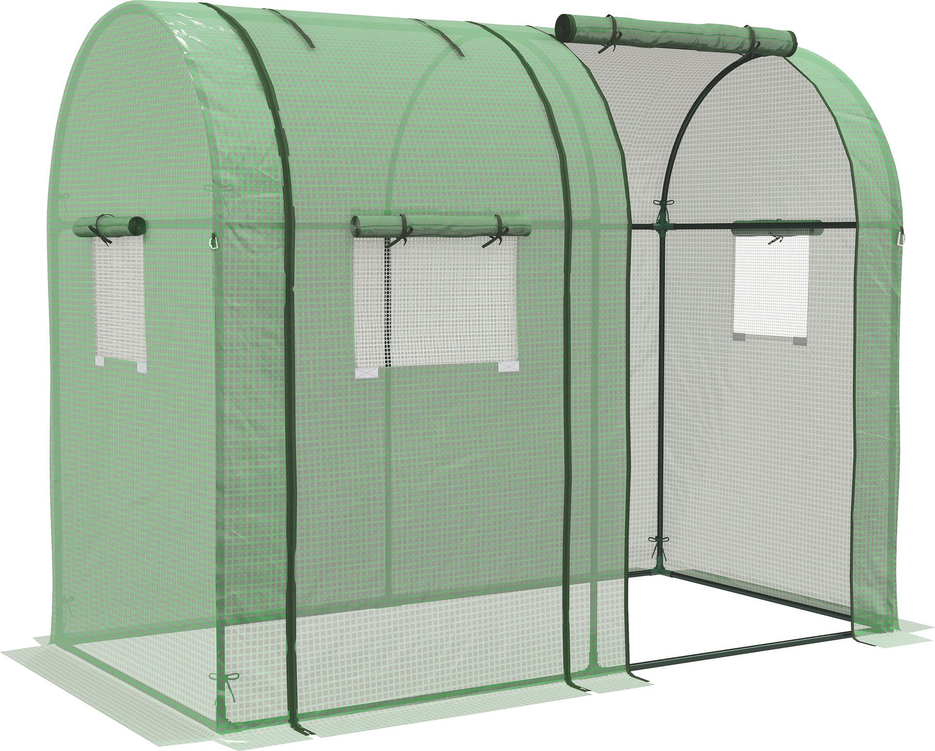 Szklarnia foliowa Outsunny, szklarnia, wiatroszczelna szklarnia z 2 drzwiami rolowanymi, okno boczne, pomidorownia z ochroną UV do ogrodu, PE, zielona, 185 x 94 x 150 cm