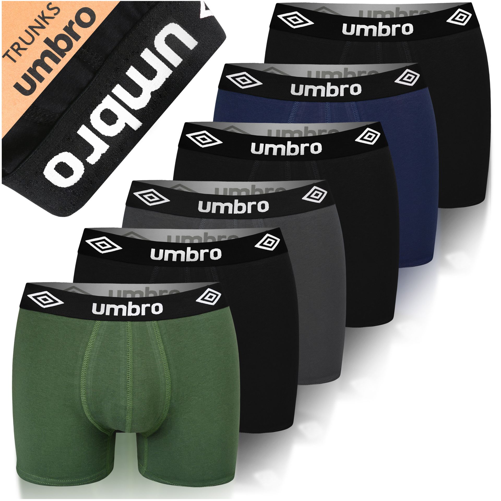 UMBRO PREMIUM Bokserki męskie bawełna 6 pack Doskonały komfort, jakość Elastyczne, miękkie majtki dla mężczyzn Idealne dopasowanie, L
