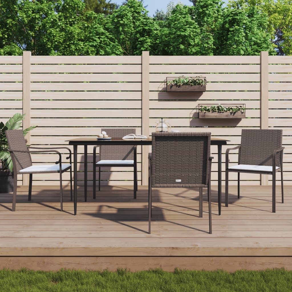 Prolenta Premium - Krzesła ogrodowe z poduszką 4 szt. Brązowy 56x59x84 cm Poly Rattan