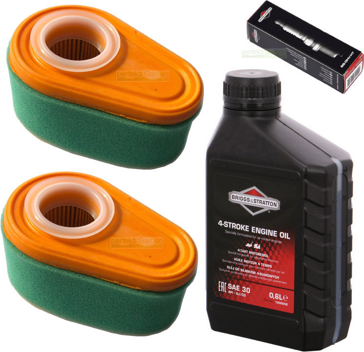 Świeca zapłonowa + filtr + olej do kosiarki do Briggs & Stratton B&S DOV 700 725 750 775