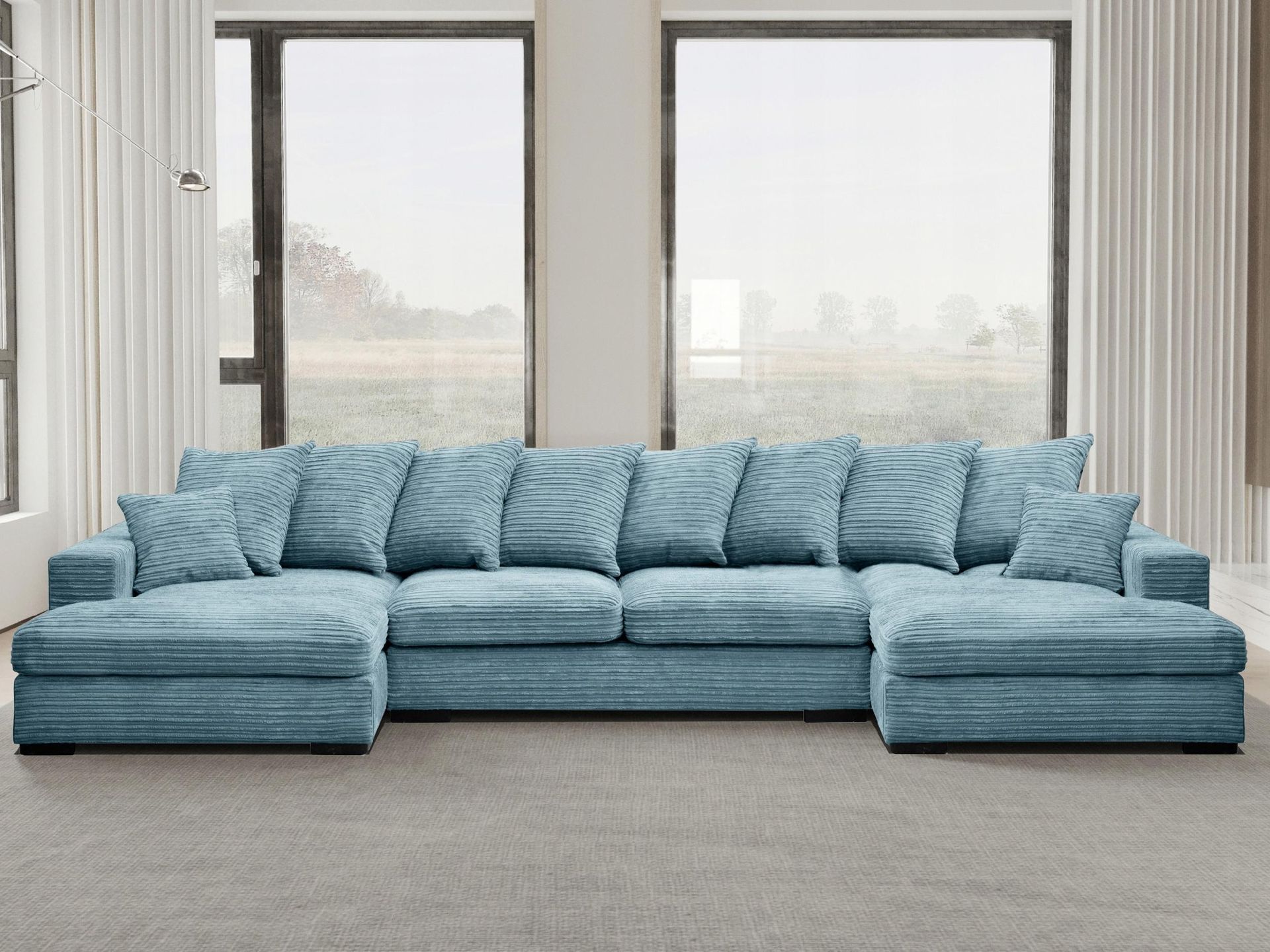 Sofa w kształcie U GABON narożnik z funkcją spania Zoom jasnoniebieski