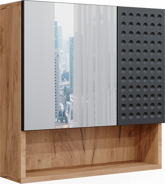 Vicco Szafka łazienkowa z lustrem Irma, 54 x 55 cm, Złoty dąb energetyczny/Antracyt