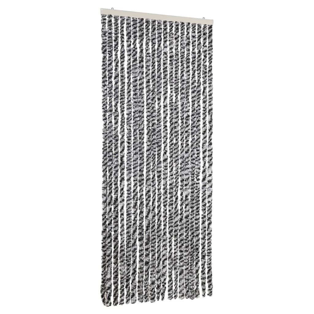vidaXL Zasłona na muchę szara, czarno-biała 56x200 cm szenilowa