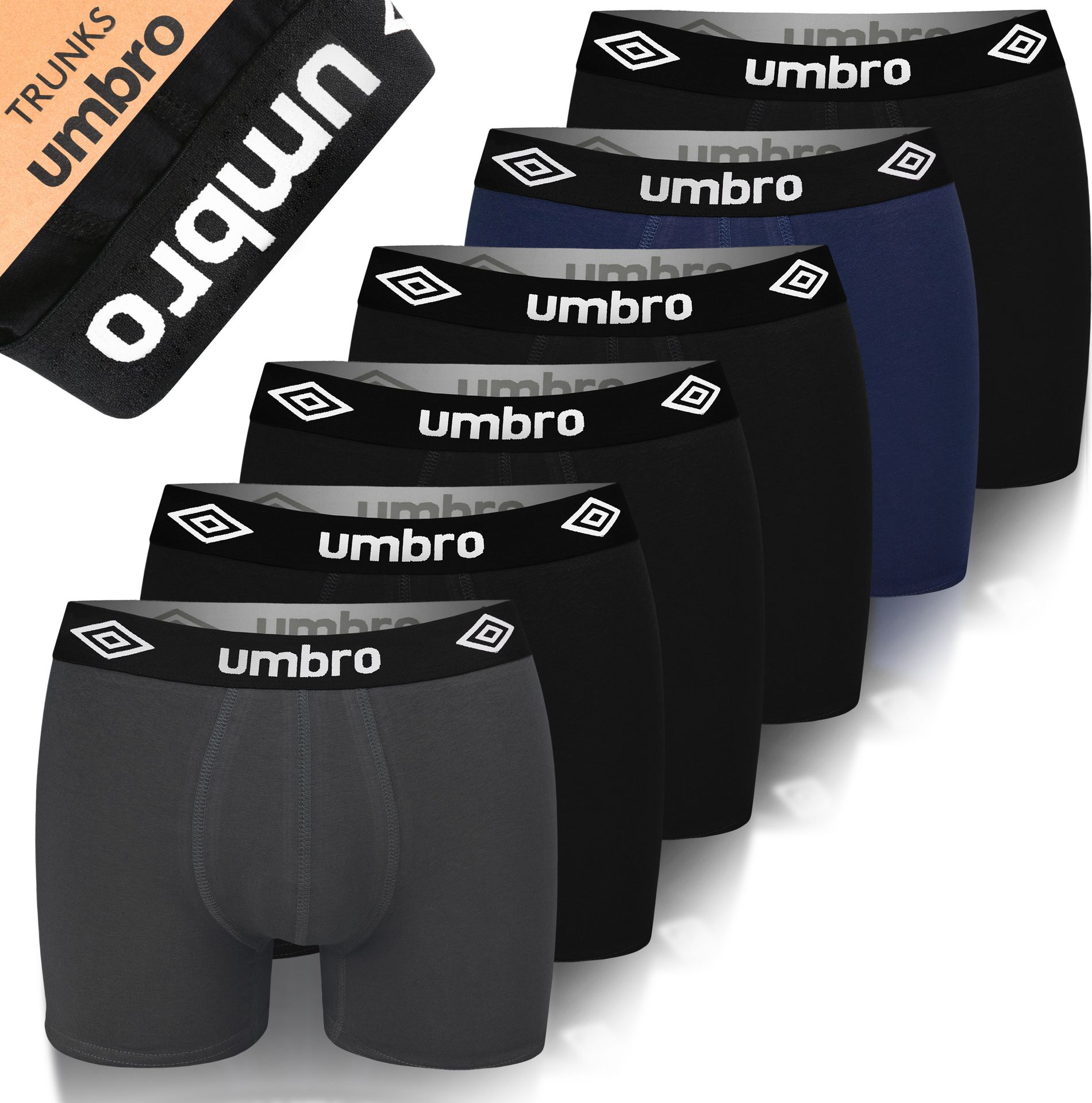 UMBRO PREMIUM Bokserki męskie bawełna 6 pack Doskonały komfort, jakość Elastyczne, miękkie majtki dla mężczyzn Idealne dopasowanie, XL