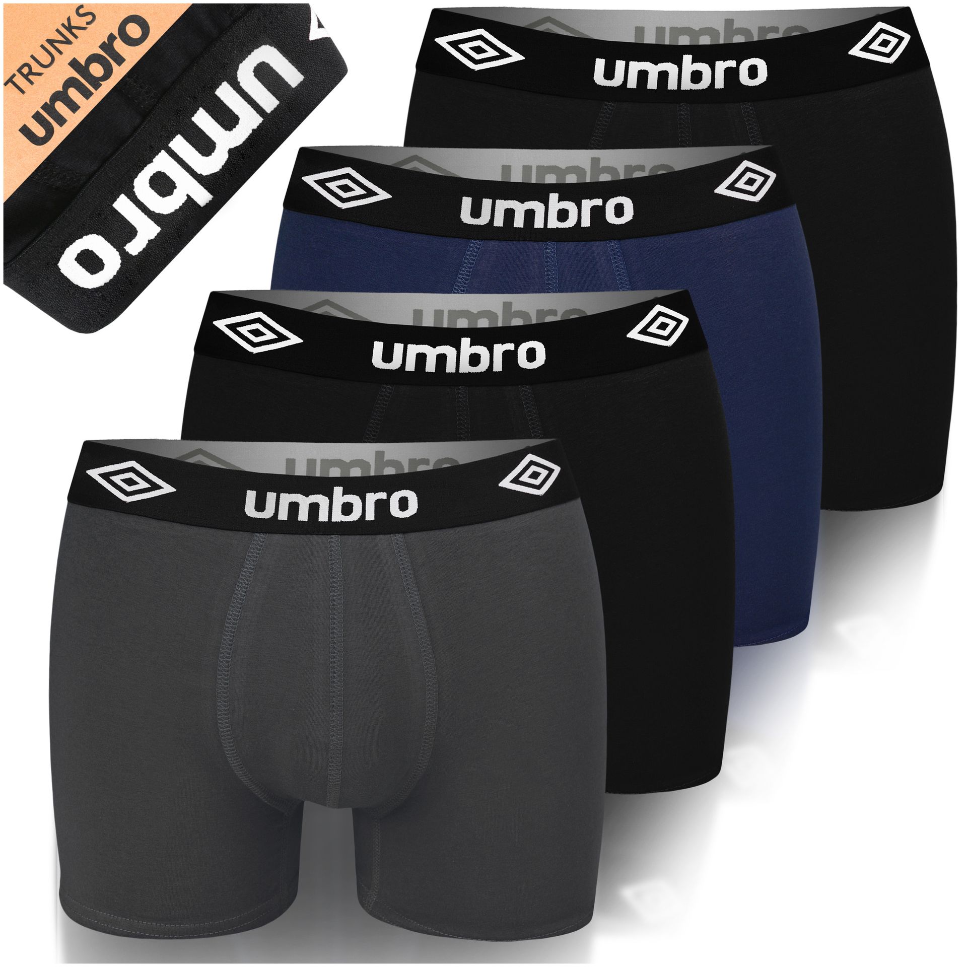 UMBRO PREMIUM Bokserki męskie bawełna 4 pack Elastyczne, miękkie majtki dla mężczyzn Idealne dopasowanie Doskonały komfort, jakość, XXL