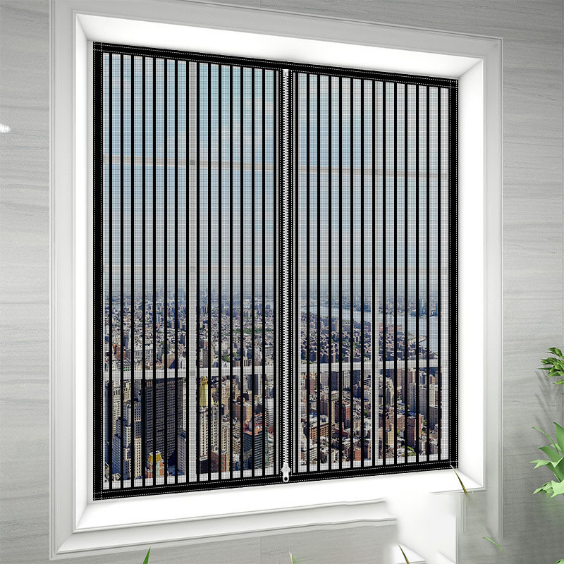 INF Zasłona okienna Fly Moskitiera Zapinana na zamek błyskawiczny Czarny XL