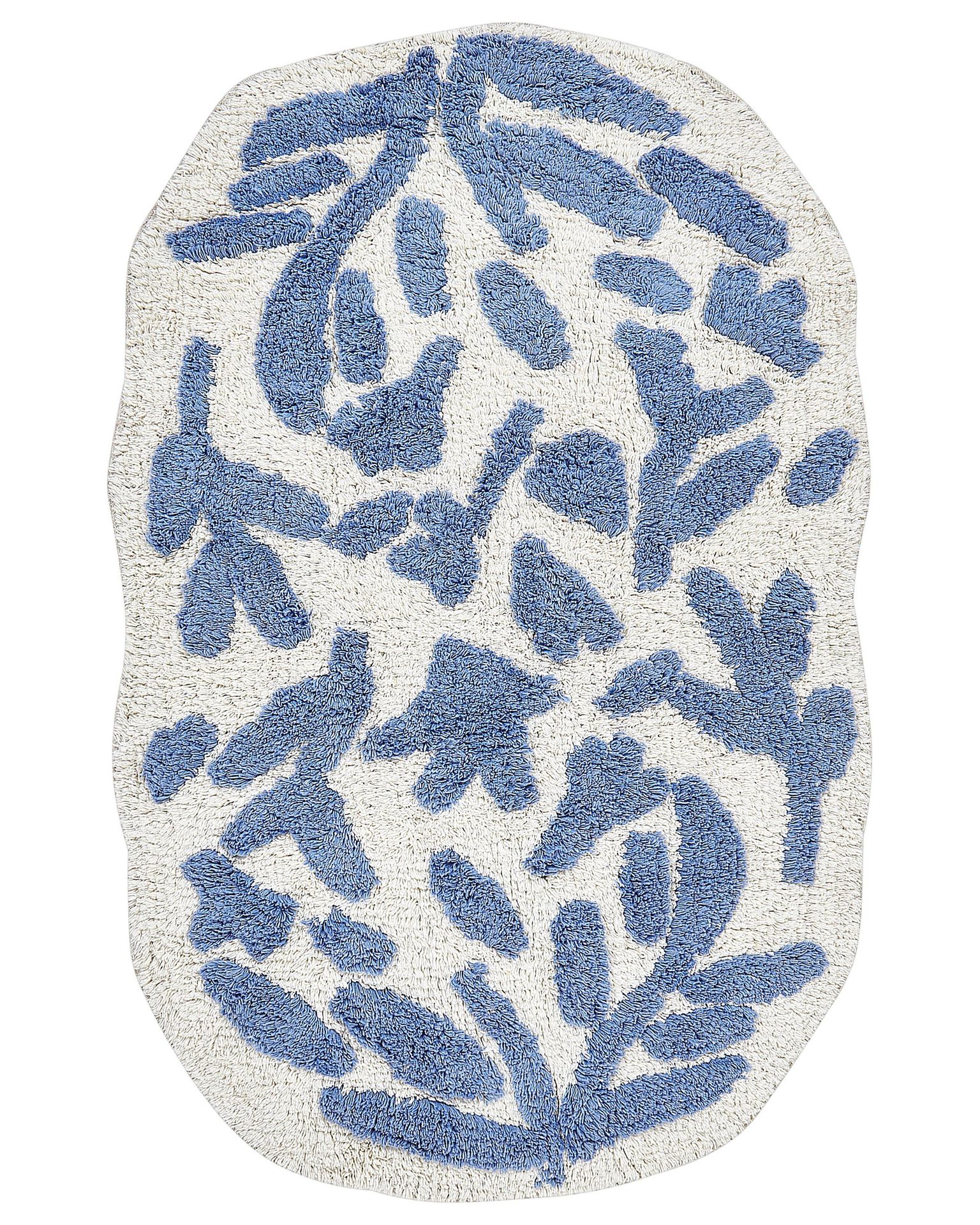 BELIANI Dywanik łazienkowy beżowy bawełniany 60 x 90 cm nieregularny kształtReplika acyjny wzór mata łazienkowa nowoczesny design