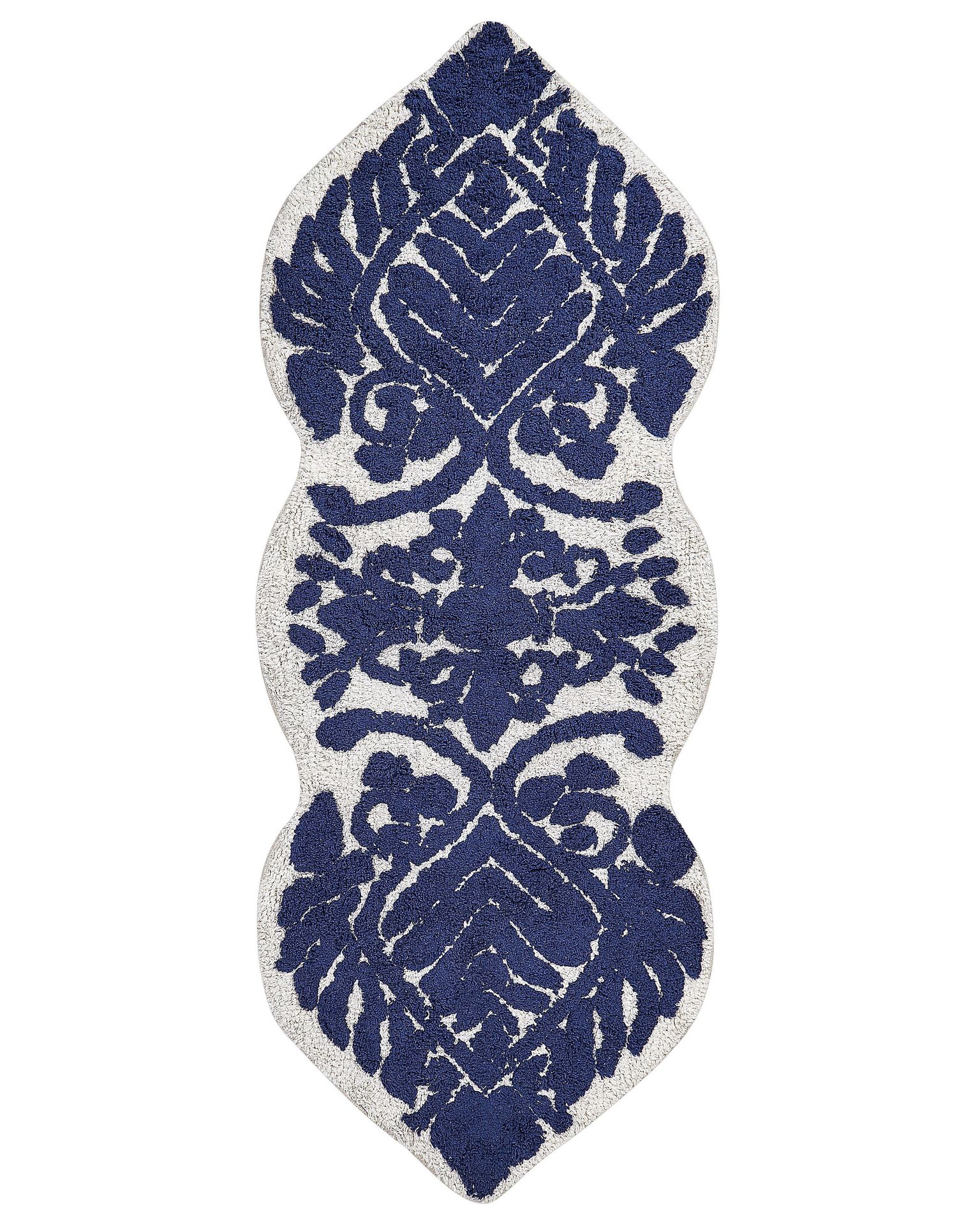 BELIANI Dywanik łazienkowy niebieski bawełniany 150 x 60 cm nieregularny kształtReplika acyjny wzór mata łazienkowa nowoczesny design