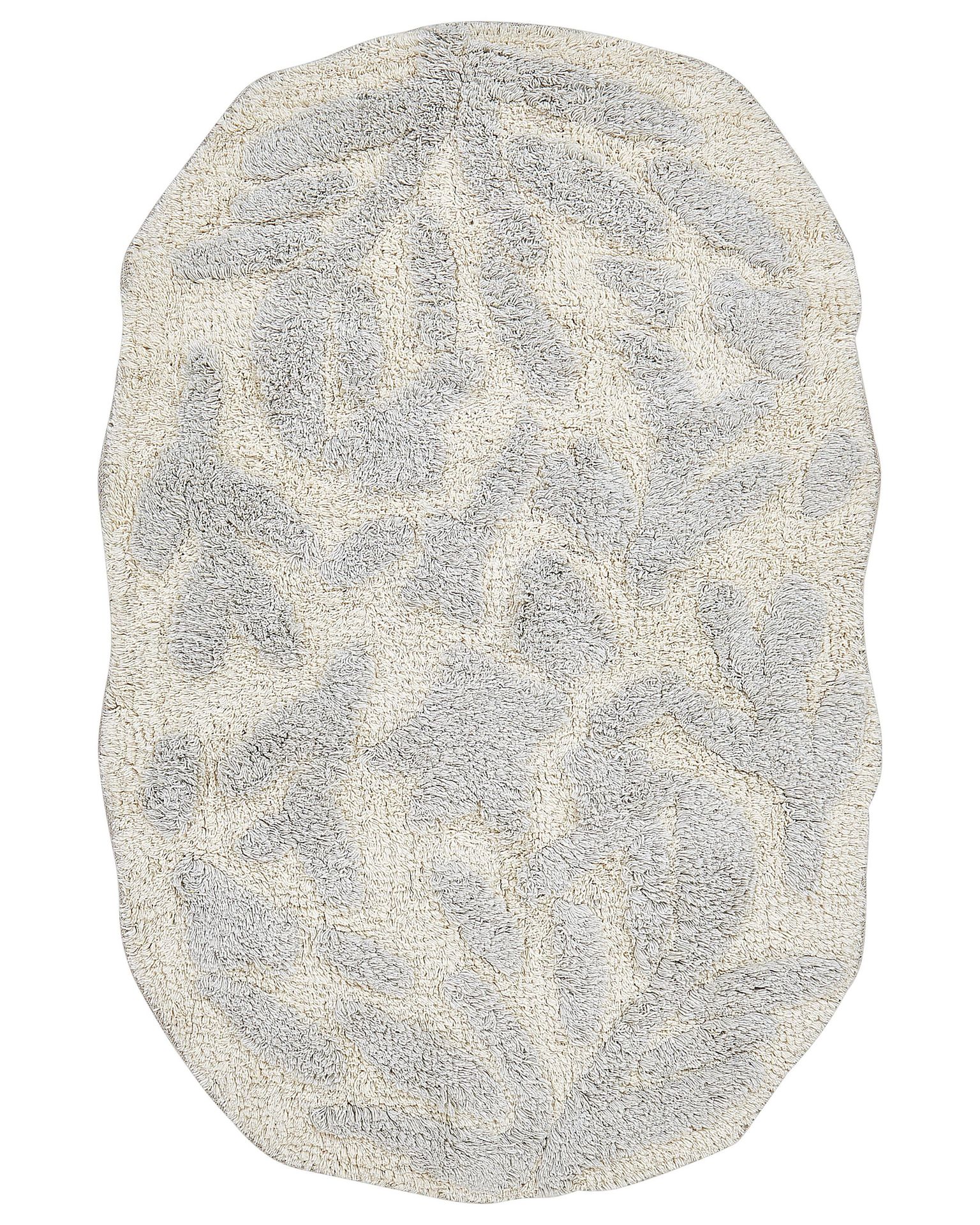 BELIANI Dywanik łazienkowy szary bawełniany 60 x 90 cm nieregularny kształtReplika acyjny wzór mata łazienkowa nowoczesny design