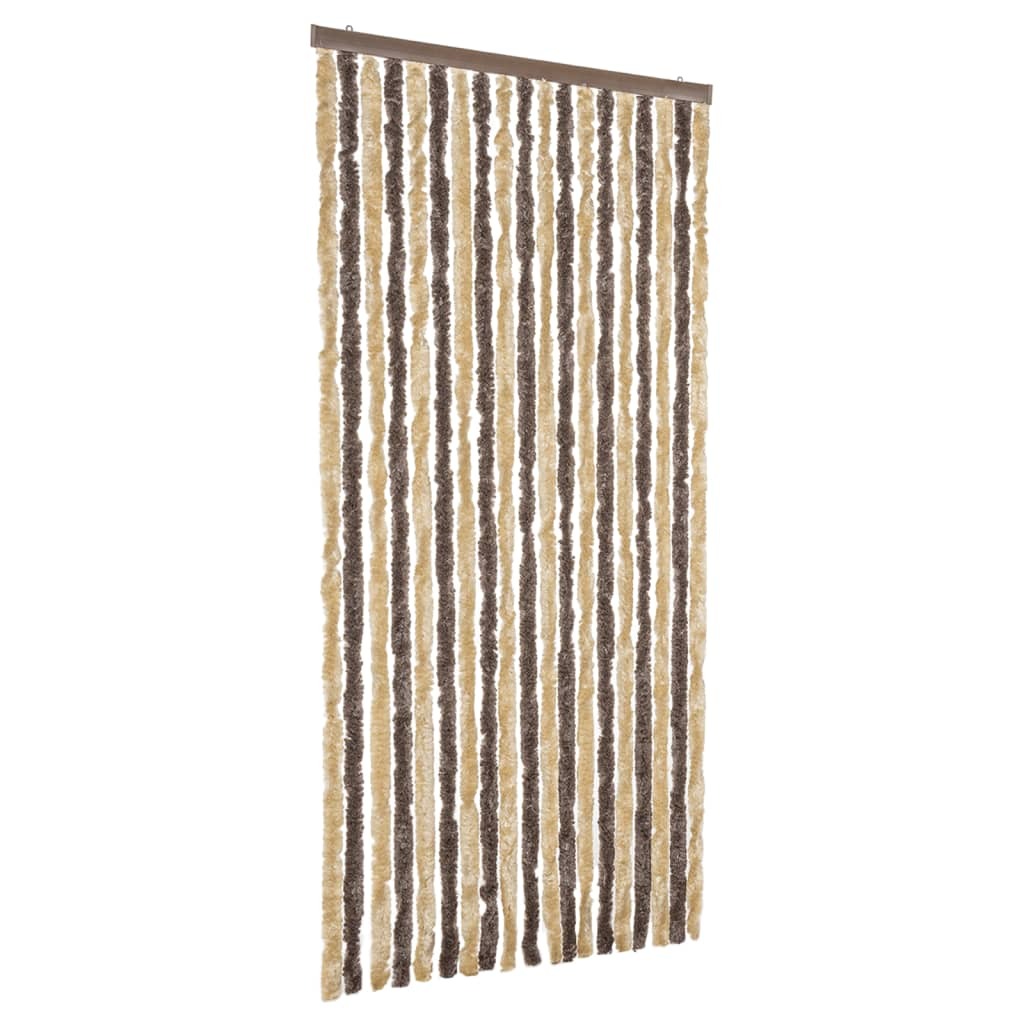 vidaXL Zasłona ciemnobrązowa i beżowa 56x200 cm szenilowa