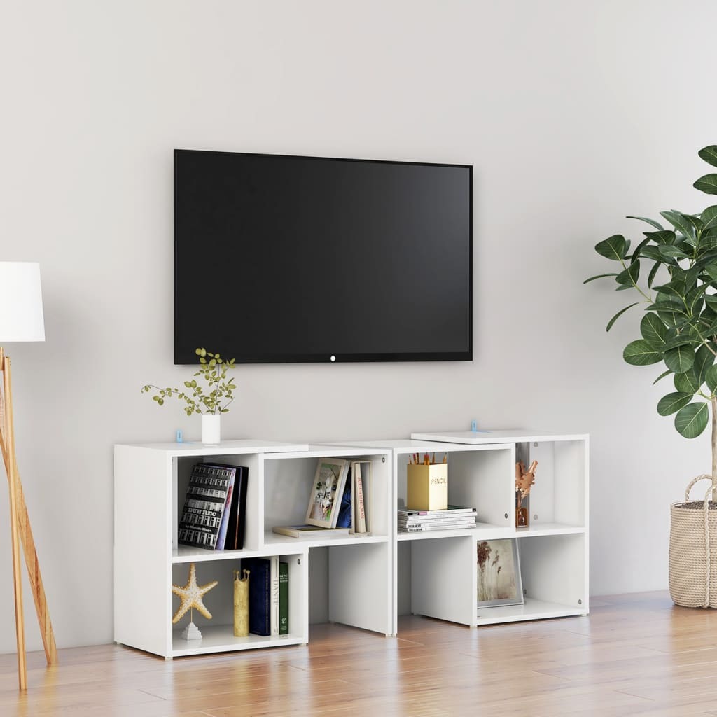 Szafka pod TV biały wysoki połysk 104x30x52cm materiał drewnopochodny