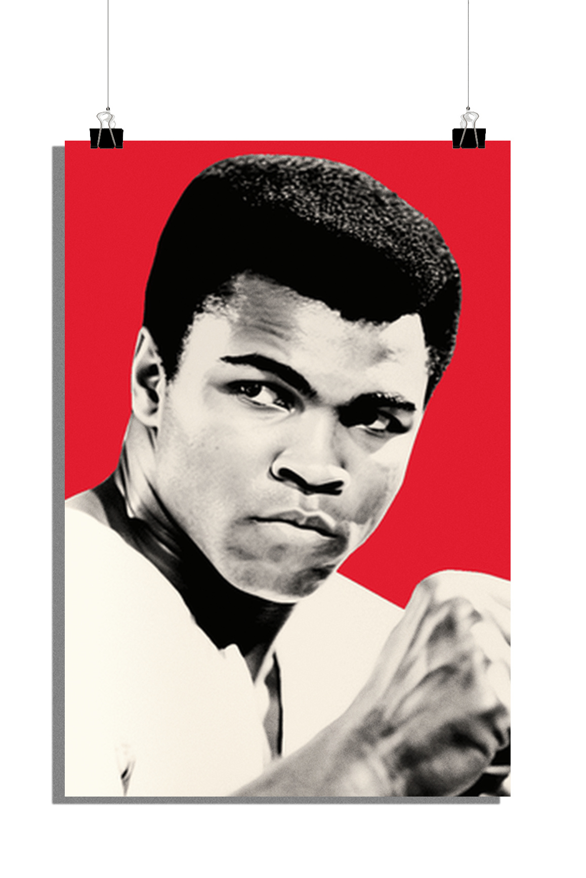 Plakat bokserski - Plakat Muhammad Ali - Czerwone tło - 61x91cm - Idealny do oprawienia w ramkę