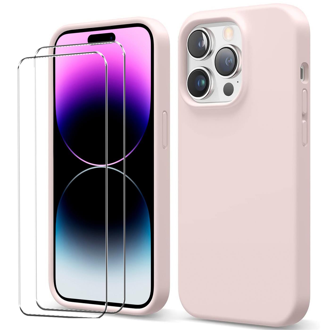 zestaw ochronny 2 w 1 dla Apple iPhone 6 Plus / 6S Plus składa się z 2x szklanej osłony ekranu 9H i 1x silikonowego etui - pokrowiec w kolorze różowym