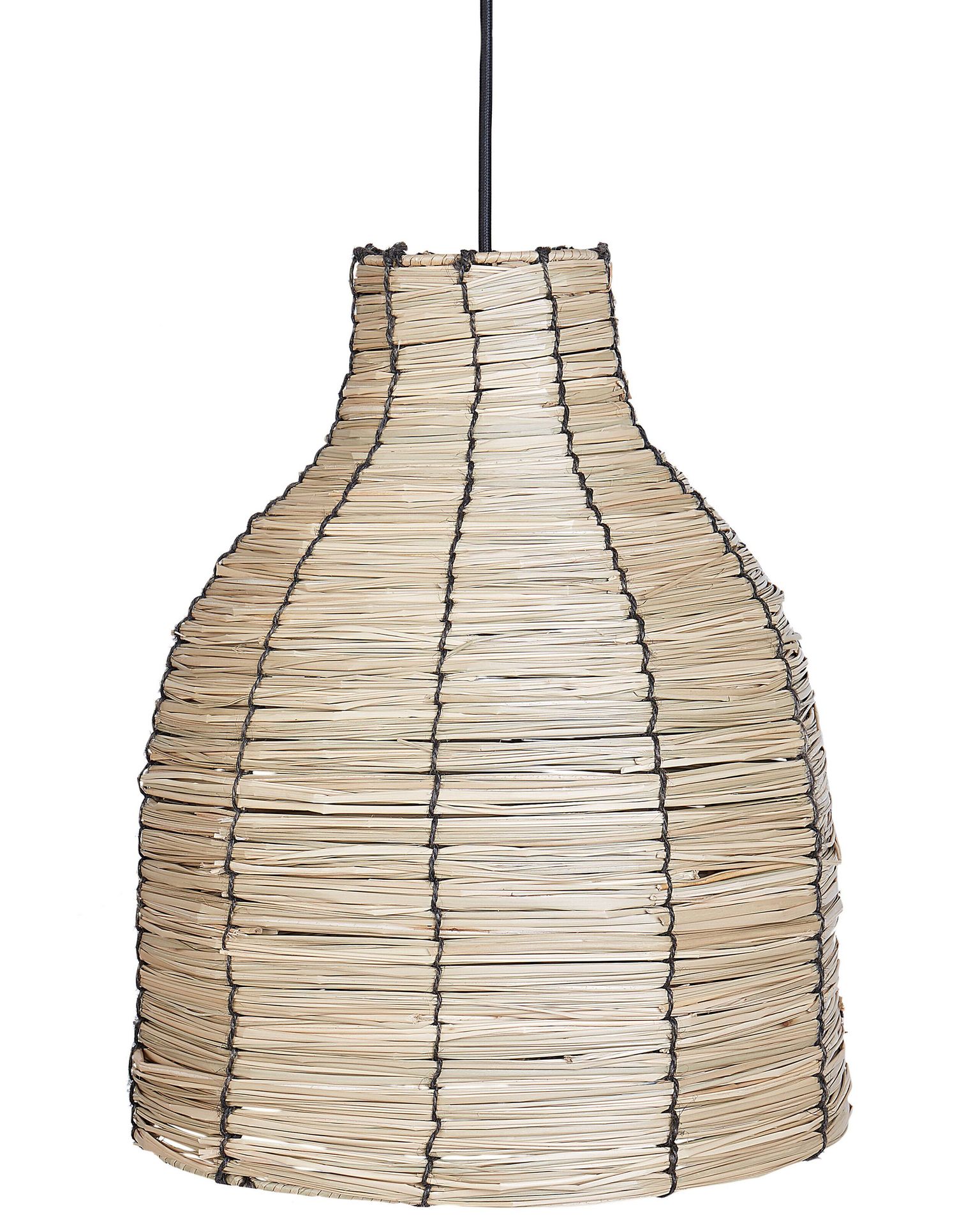 BELIANI Lampa wisząca naturalna trawa morska klosz czarna podstawa żelazna lampa sufitowa boho oświetlenie do salonu jadalni