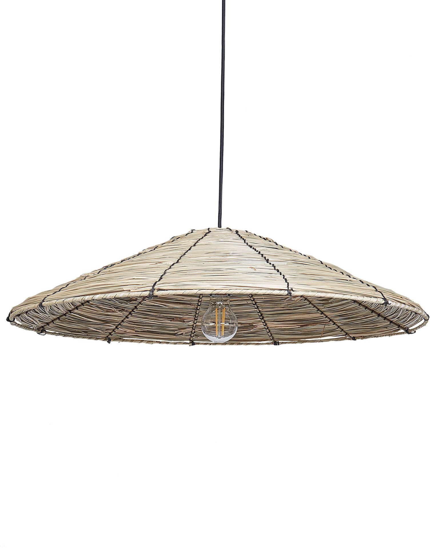 BELIANI Lampa wisząca naturalna trawa morska klosz czarna podstawa żelazna lampa sufitowa boho oświetlenie do salonu jadalni
