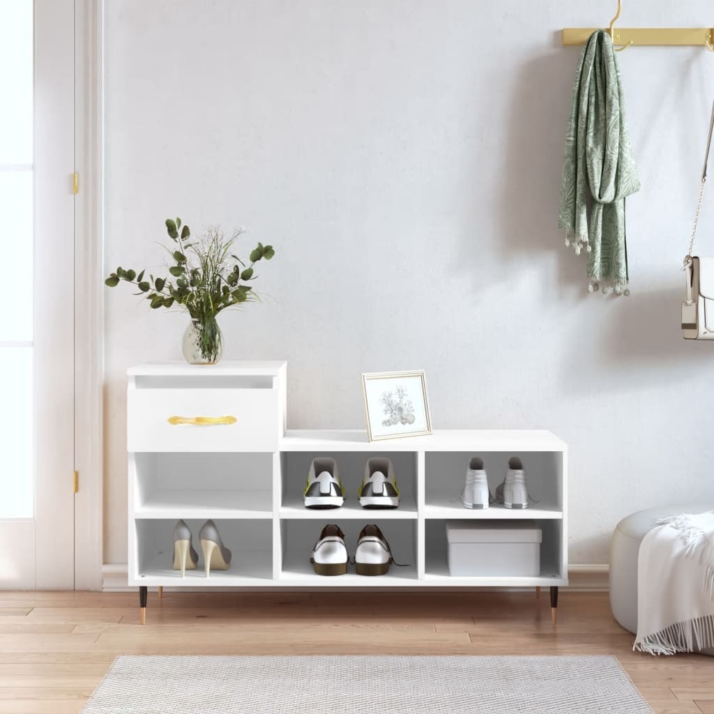 Stojak na buty biały 102x36x60 cm materiał drewnopochodny