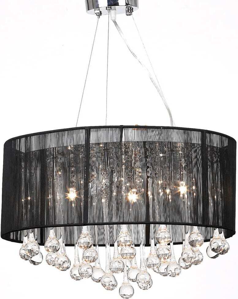 Kryształowy żyrandol z 85 oryginalnymi kryształami z czarnego szkła