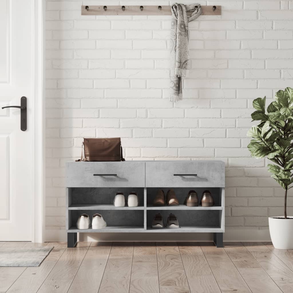 Ławka na buty beton szara 102x35x55 cm materiał drewnopochodny