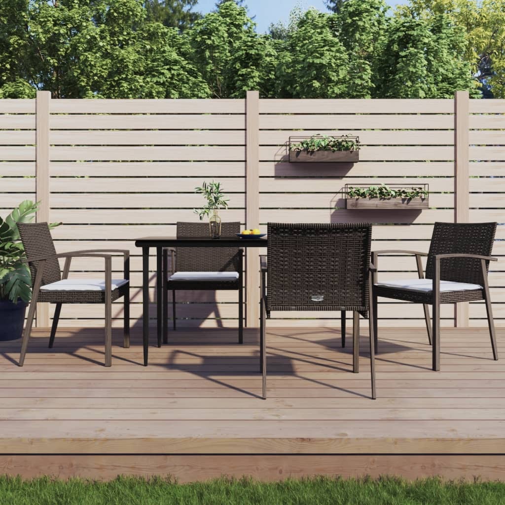 Krzesła ogrodowe z poduszkami 4 szt. Brązowy 56,5x57x83 cm Poli rattan