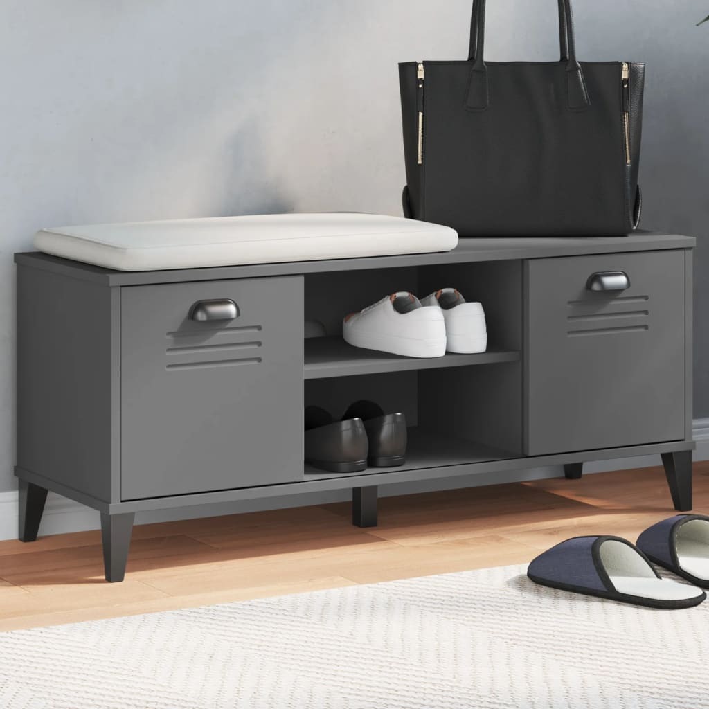 Ławka na buty VIKEN antracyt 106x35x45 cm lite drewno sosnowe