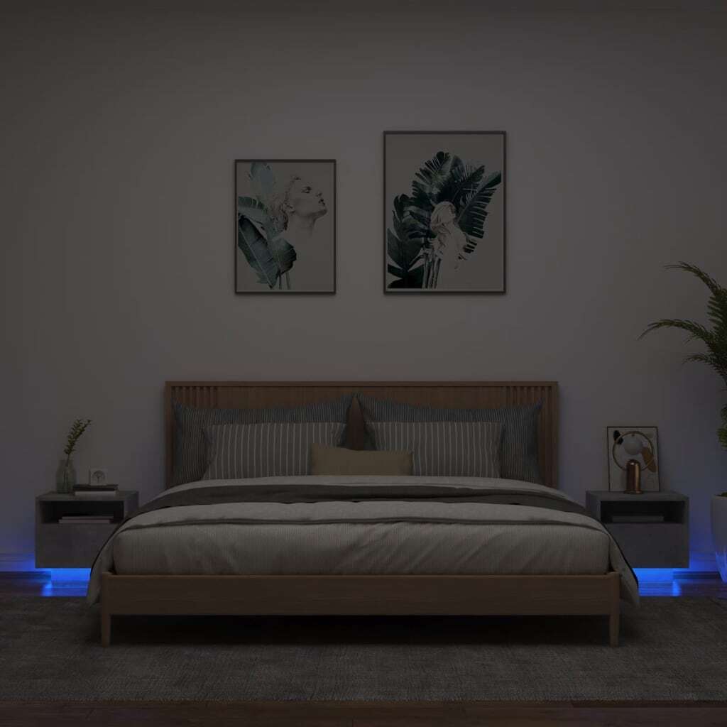 Szafki nocne z oświetleniem LED 2 szt. Szary beton 40x39x37 cm