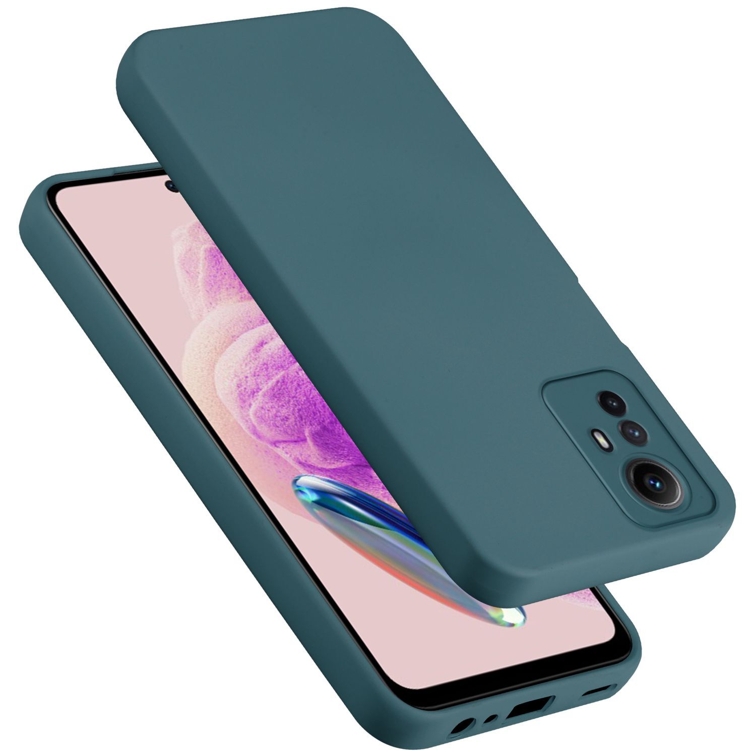 Etui Cadorabo do Redmi Note 12S w kolorze LIQUID GREEN wykonane z elastycznego silikonu TPU z tyłu etui na telefon komórkowy