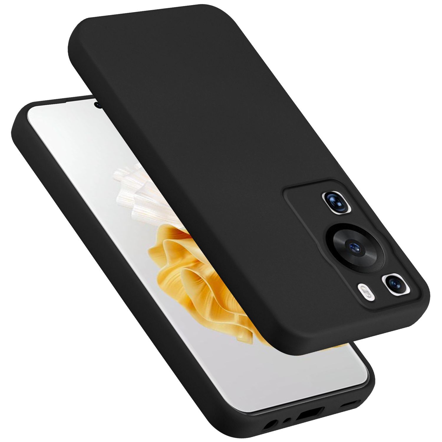 Etui Cadorabo do Huawei P60 Pro w kolorze LIQUID BLACK wykonane z elastycznego silikonu TPU z tyłu etui na telefon komórkowy