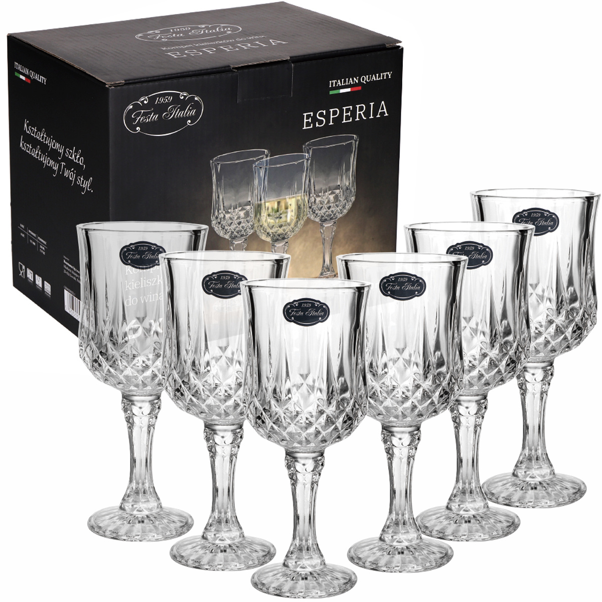 Zestaw kieliszków do wina Festa Italia 6 x 230ml Esperia, kieliszki do wina, kieliszki koktajlowe