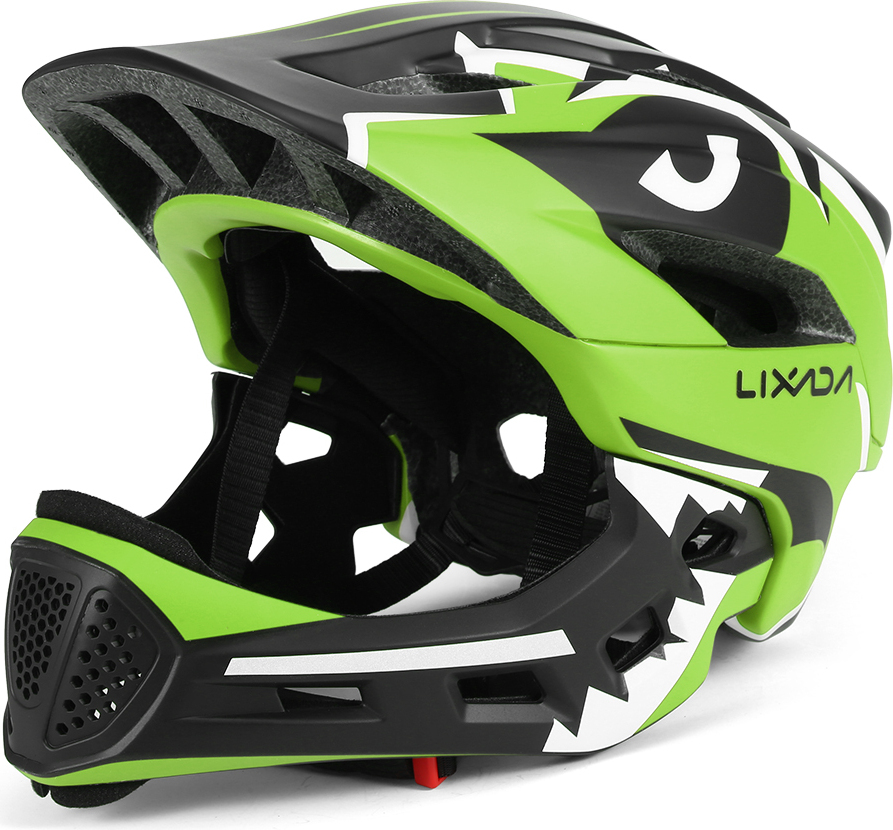 Kask rowerowy Lixada, kask dziecięcy, kask rowerowy dla chłopców i dziewczynek, kask sportowy, kask na rolki, dwustronny półkask, kask ochronny, zielony, styl krokodyla