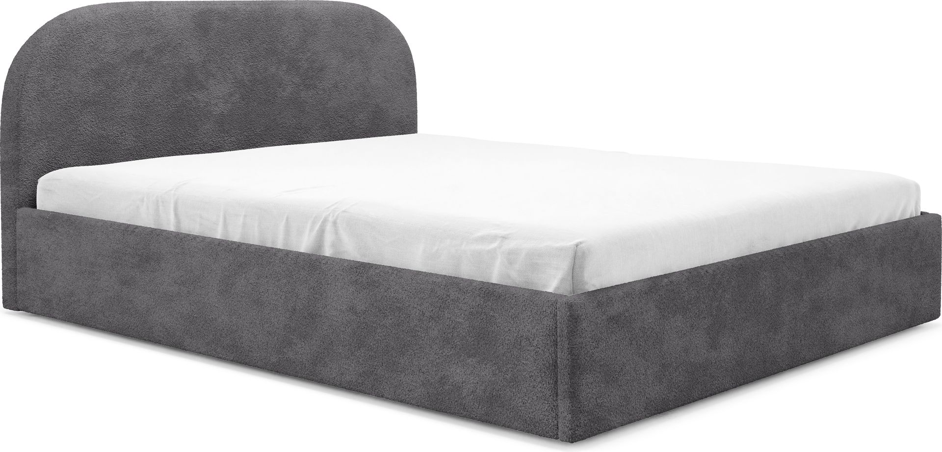 GUTTO Łóżko tapicerowane MOON szary 90x200 metalowa rama z listew Wysokiej jakości łóżko z tkaniny pluszowej boucle z pojemnikiem na pościel