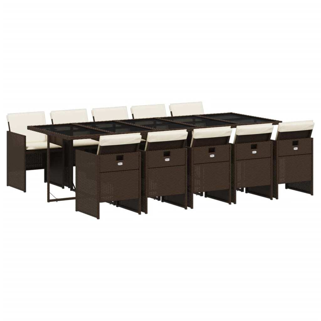 vidaXL 11-częściowy ogrodowy zestaw jadalniany z poduszkami z brązowego polirattanu