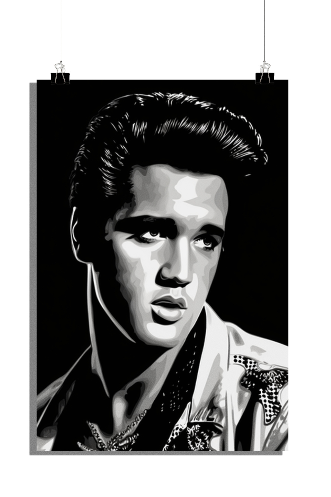 Plakat Elvis Presley - Plakat Zwart Wit - Plakat legenda muzyki - Plakat muzyczny - 61x91cm - Idealny do oprawienia w ramę
