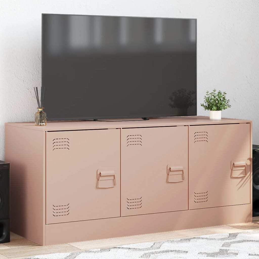 vidaXL Szafka pod telewizor różowa 99x39x44 cm stalowa
