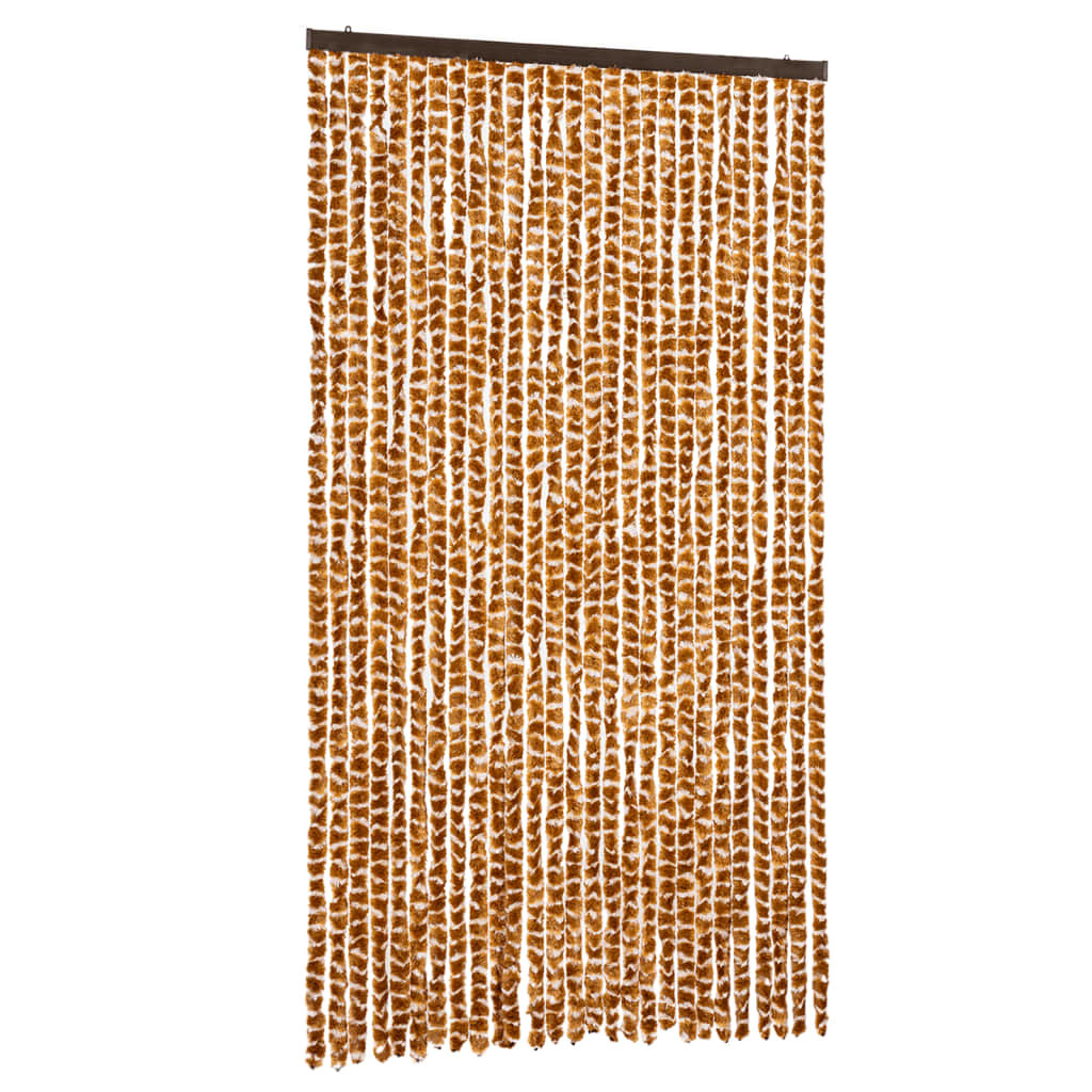 vidaXL Zasłona w kolorze ochry i bieli 118x220 cm szenilowa