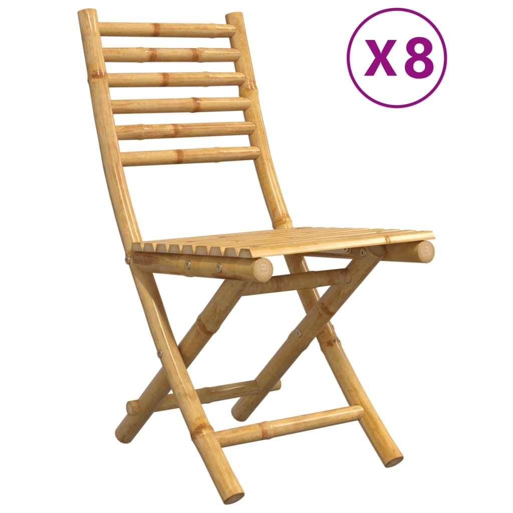 vidaXL Krzesła ogrodowe 8 szt. Składane 43x54x88 cm Bambus