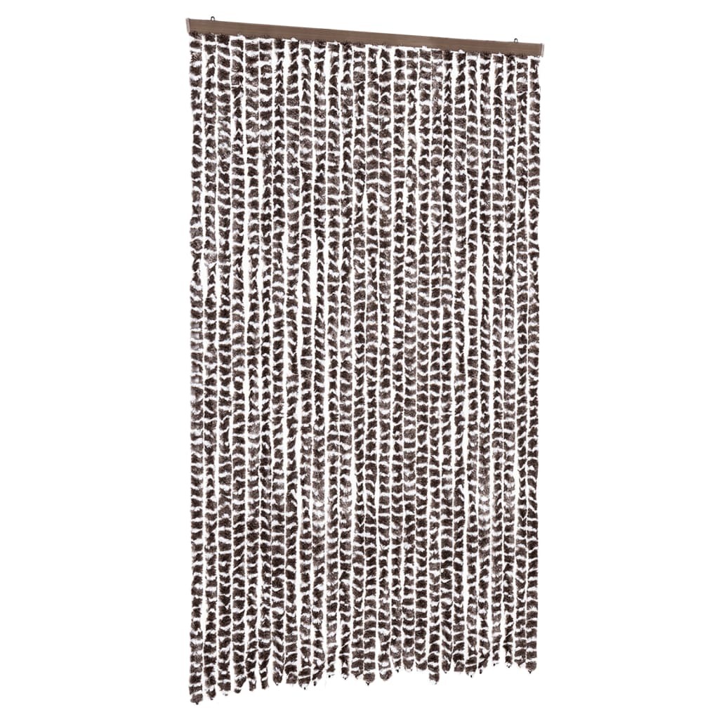 vidaXL Zasłona na muchę brązowo-biała 118x220 cm szenilowa