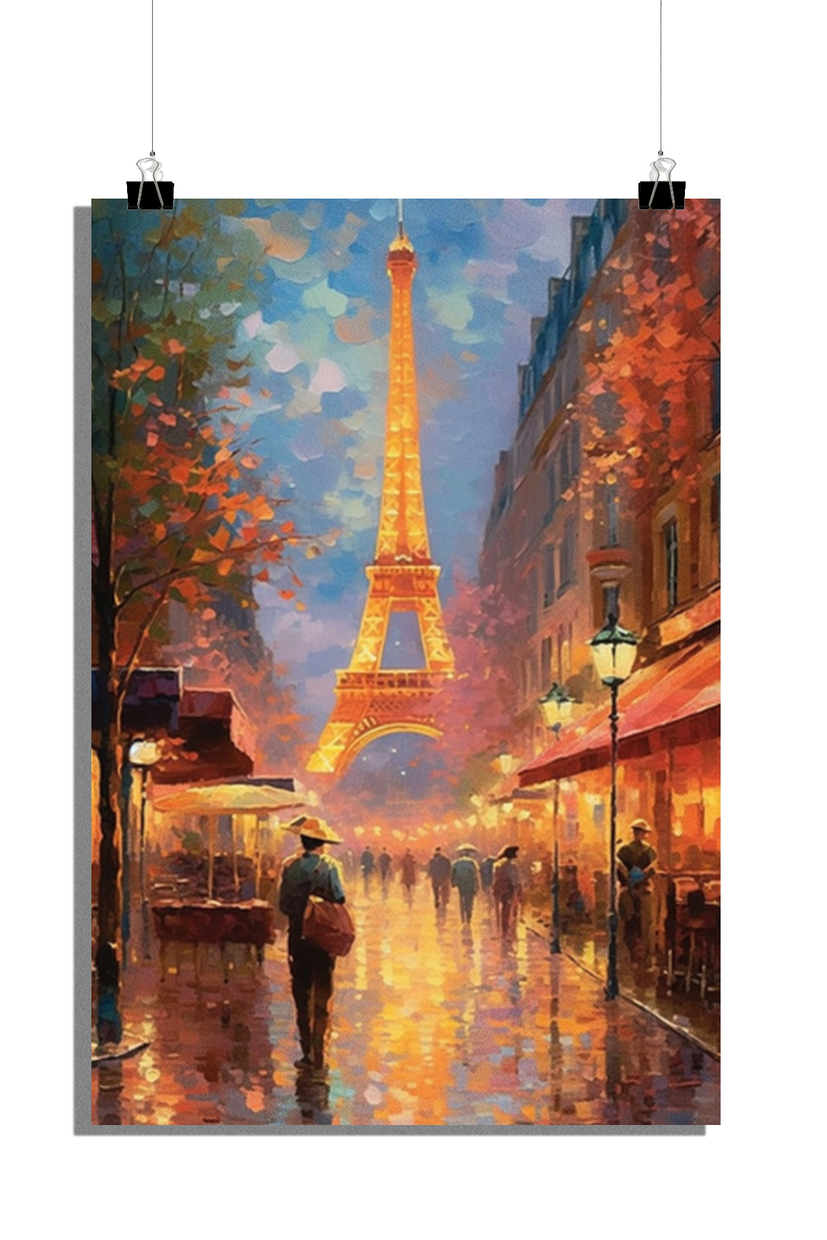 Plakat Wieża Eiffla - Plakat Paryż - Plakat akwarela - Plakat podróżniczy - 51x71cm - Idealny do oprawienia w ramkę
