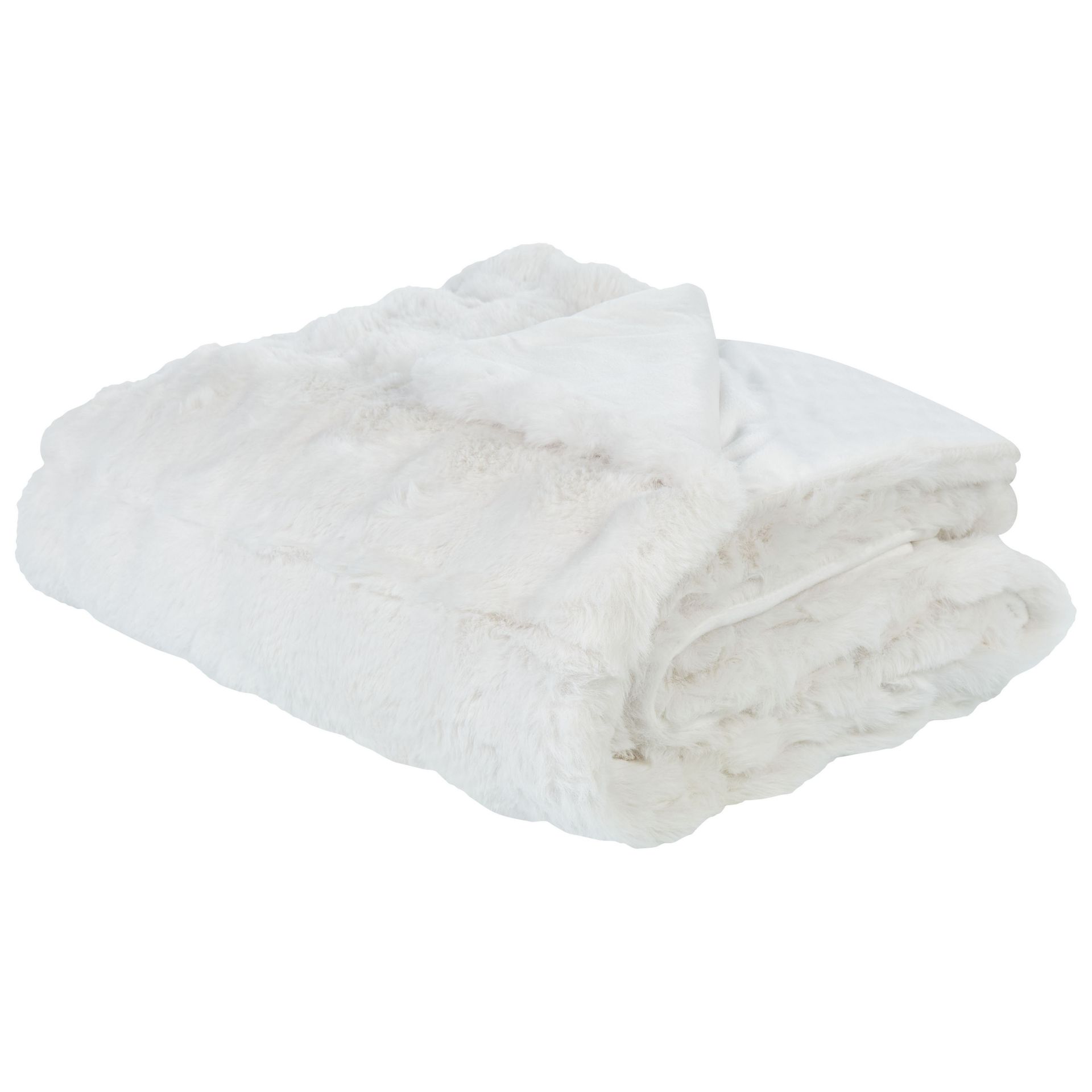 BELIANI Narzuta na łóżko koc biała sztuczne królicze futerko 200 x 220 cm koc pled włochaty