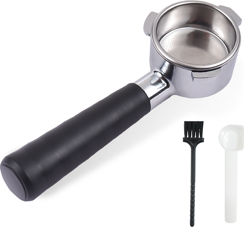 nagi portafiltr bez dna 54 mm, w zestawie koszyk na filtr, 3 uszy, części zamienne ze stali nierdzewnej, koszyk, uchwyt portafiltra ze szczoteczką do czyszczenia, łyżeczka, kompatybilny z ekspresami Breville 450?820?840?870?875?878?879?880