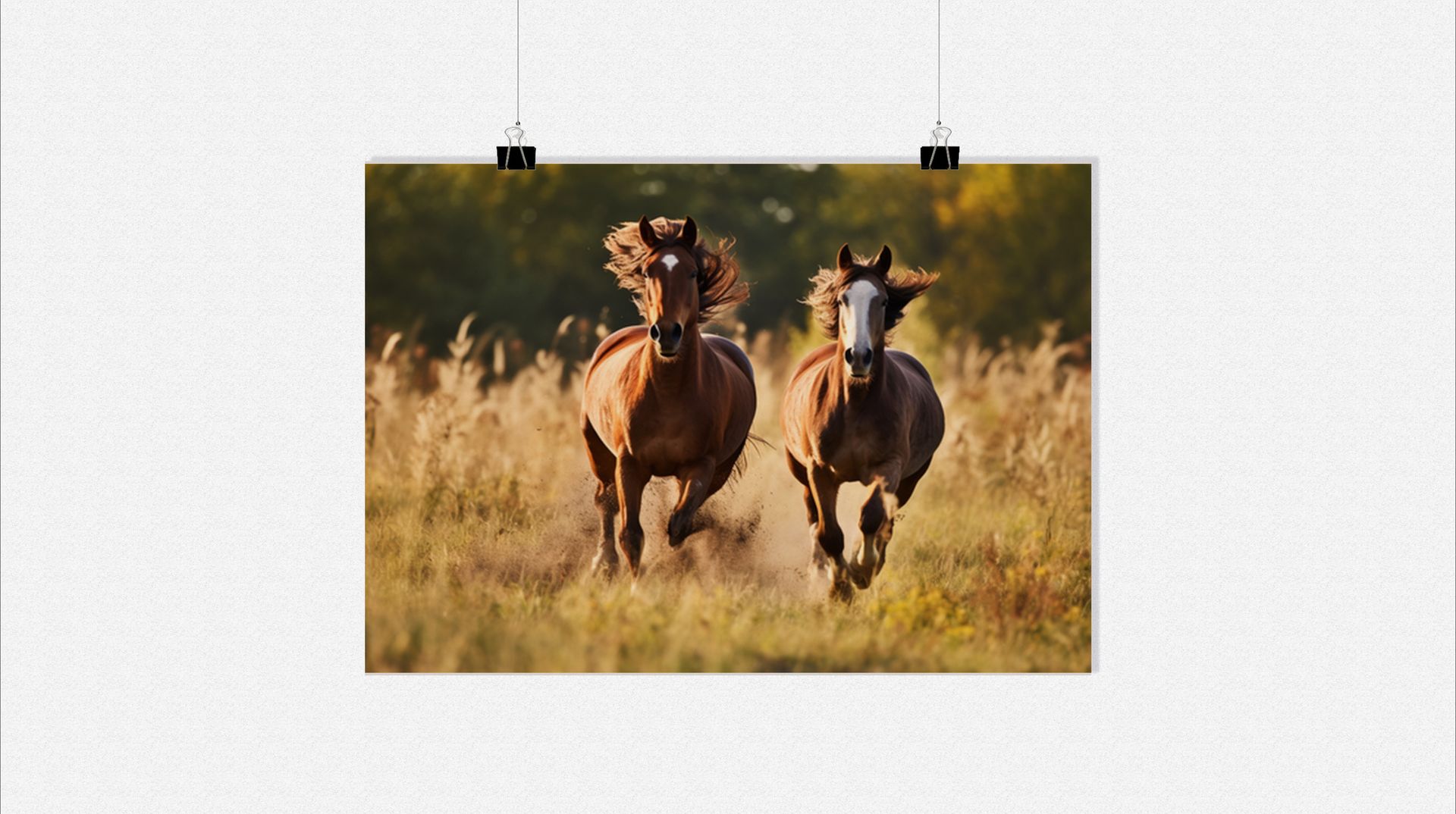 Plakat Zwierzę - Plakat Koń - Plakat Galop - Plakat Natura - 71x51cm - Idealny do oprawienia w ramkę
