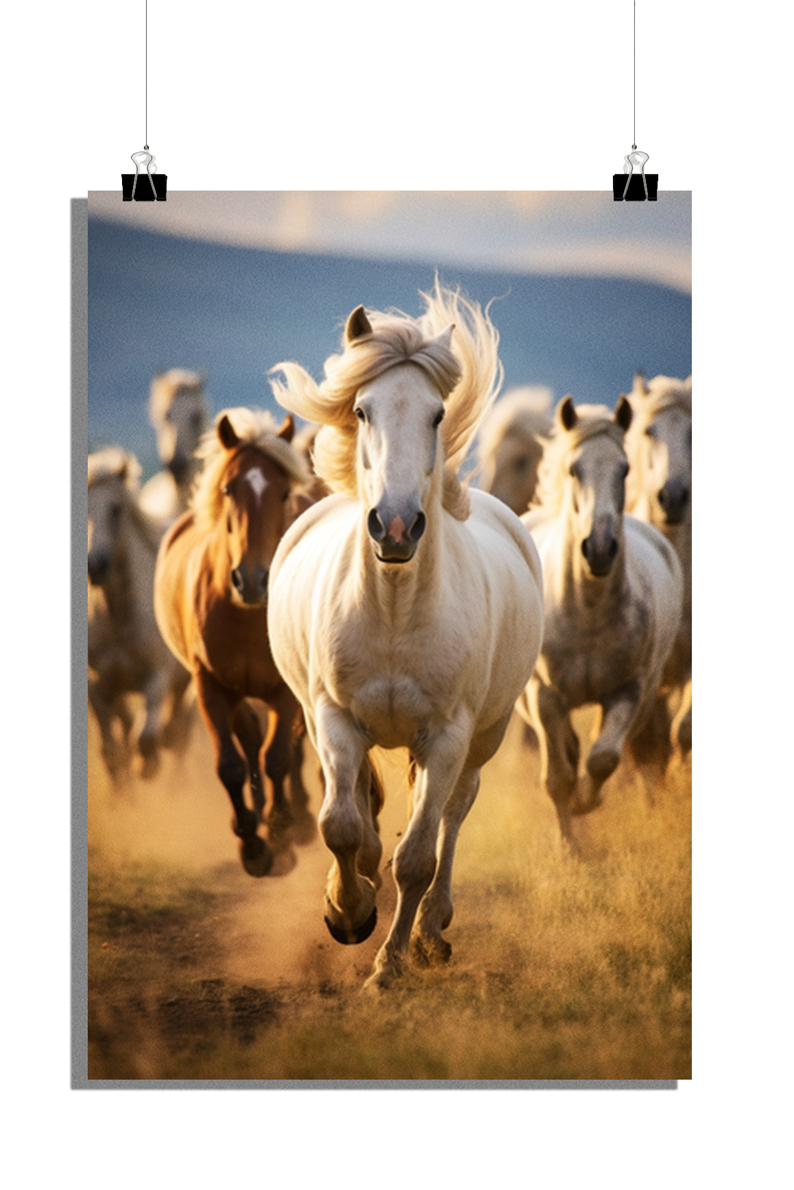 Plakat Zwierzę - Plakat Koń - Plakat Preria - Plakat Natura - 51x71cm - Idealny do oprawienia w ramkę
