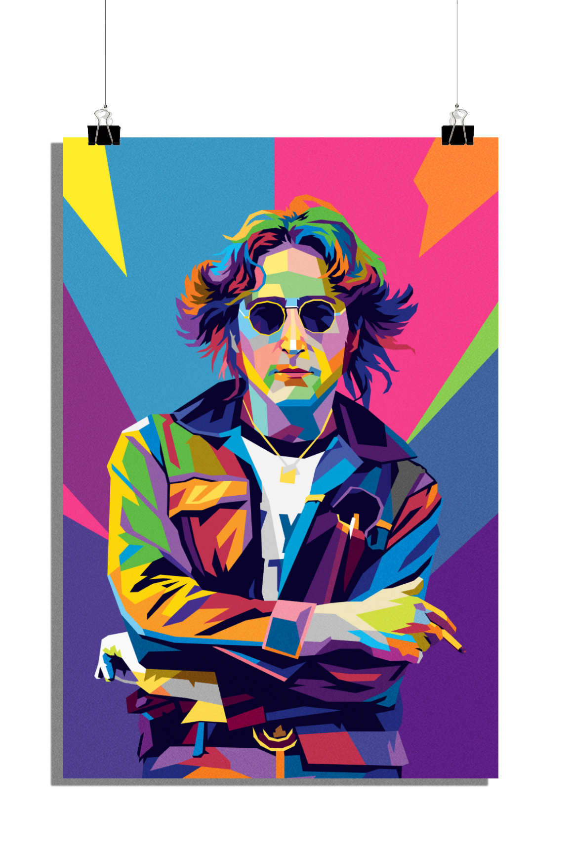 Plakat John Lennon - Plakat muzyczny - Plakat abstrakcyjny - Plakat pop-art - 61x91cm - Idealny do oprawienia w ramę