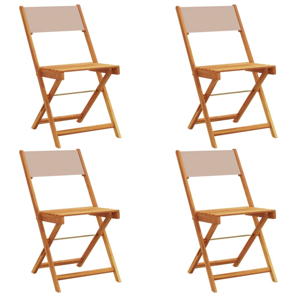 vidaXL Krzesła ogrodowe 4 szt. Składane, tkanina taupe i lite drewno