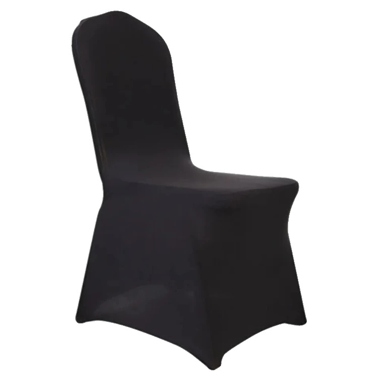 Pokrowce na krzesła ślubne, materiał spandex, uniwersalny krój, czarne, 100 szt. płaskie