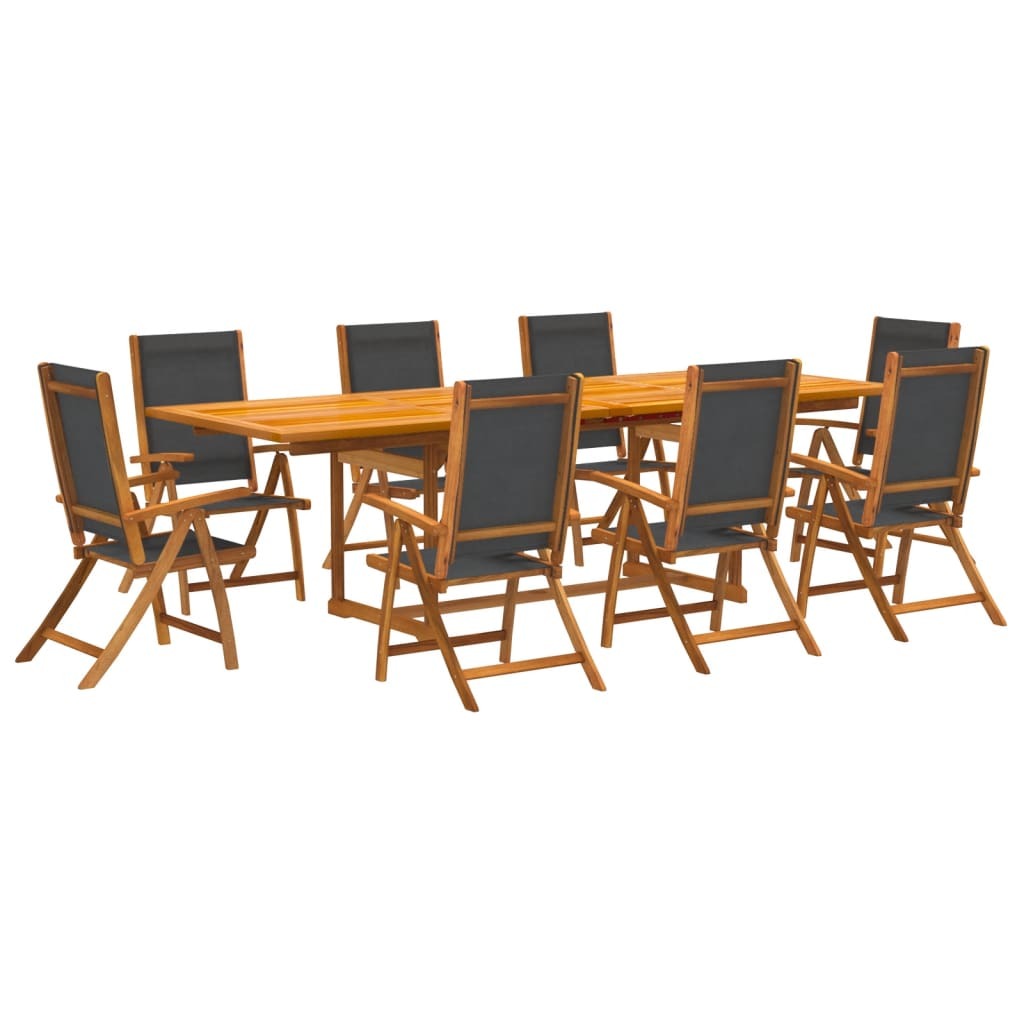 vidaXL 9-częściowy ogrodowy zestaw jadalniany z litego drewna akacjowego i textilene