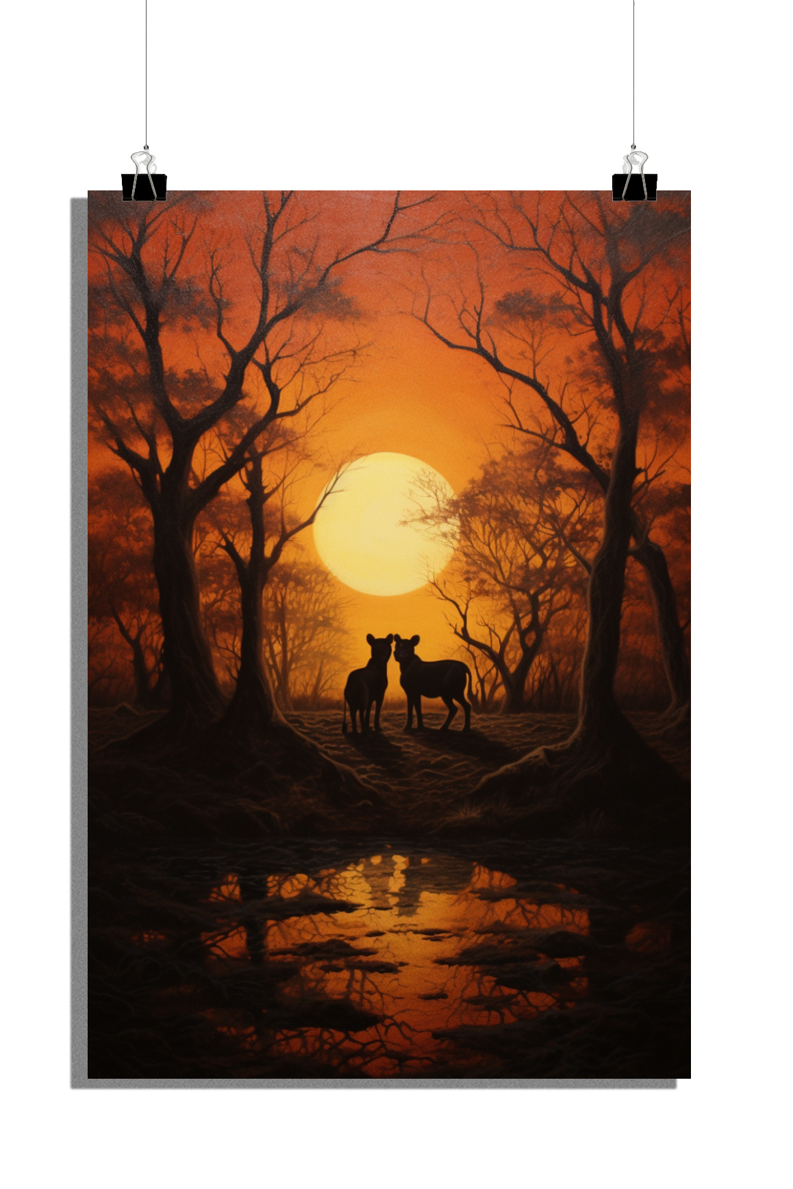 Plakat zwierzęta - Plakat młode zwierzęta - Plakat zachód słońca - Plakat natura - 51x71cm - Idealny do oprawienia w ramkę