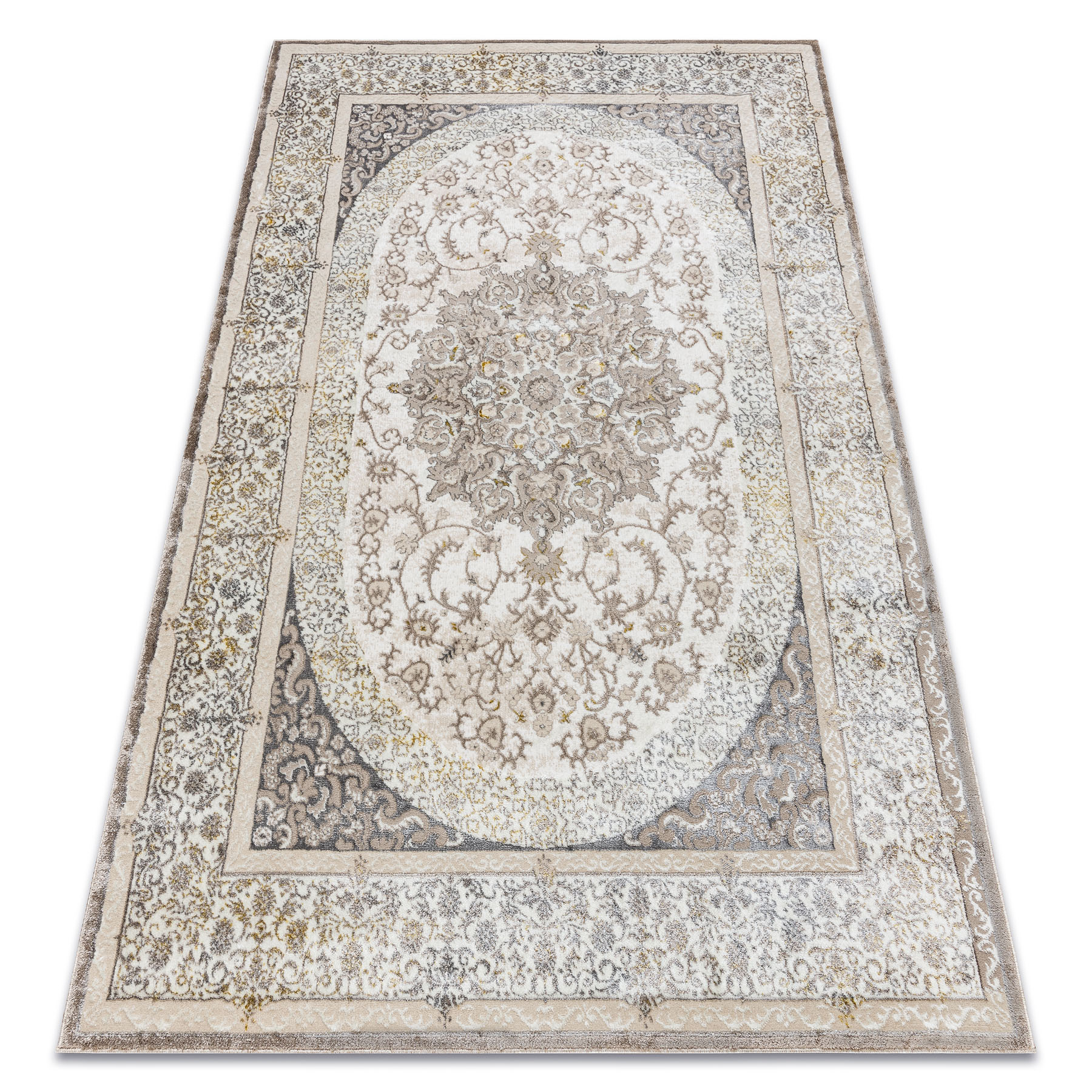 Dywan BLISS Z204AZ128 krem / beż - Ramka, ornament, nowoczesny, strukturalny beżowy 160x220 cm