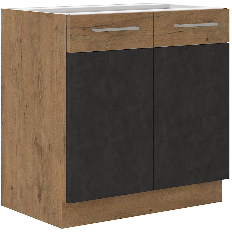 Szafka pod zlewozmywak VANYA – szerokość 80 cm, matera/dąb lancelot