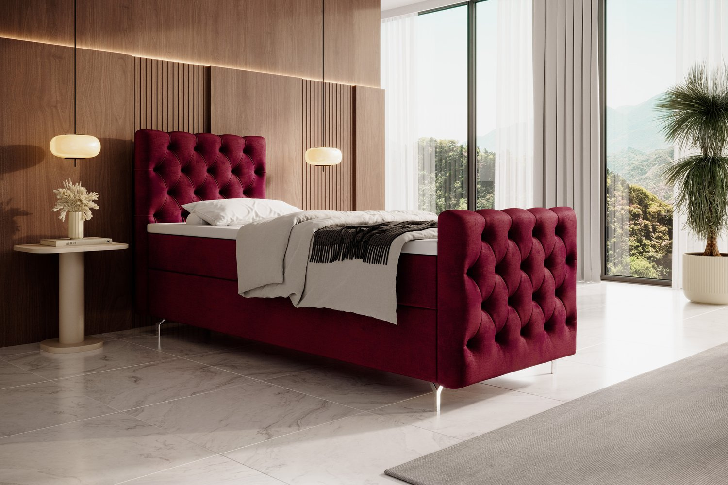 Łóżko tapicerowane 80 x 200 ADRIA PLUS – czerwone